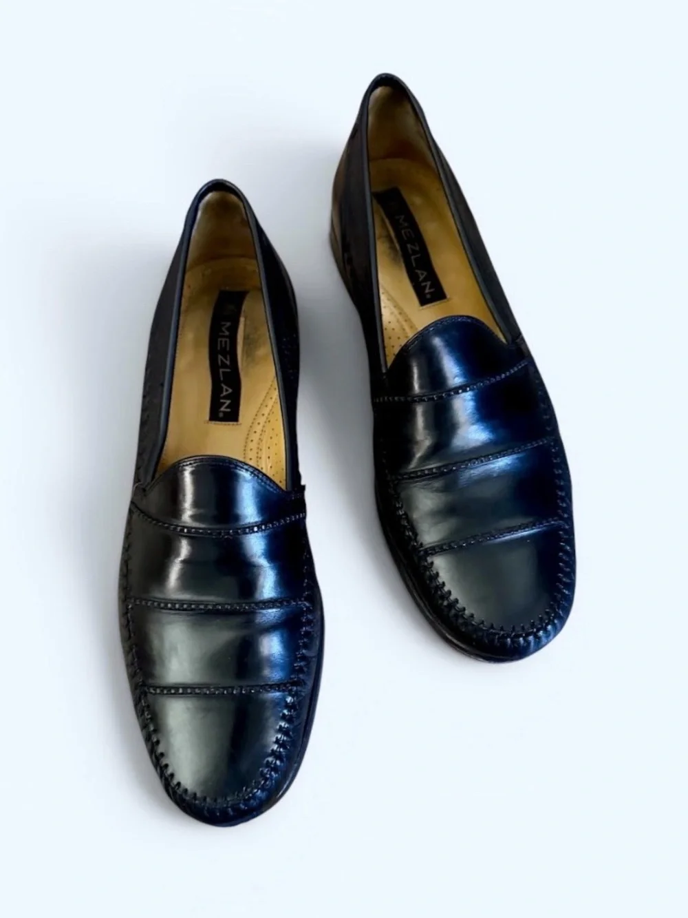 Mezlan SPYDER Black Leather Loafers, Luxury Slip-On Dress / Driving Moc sz. 12